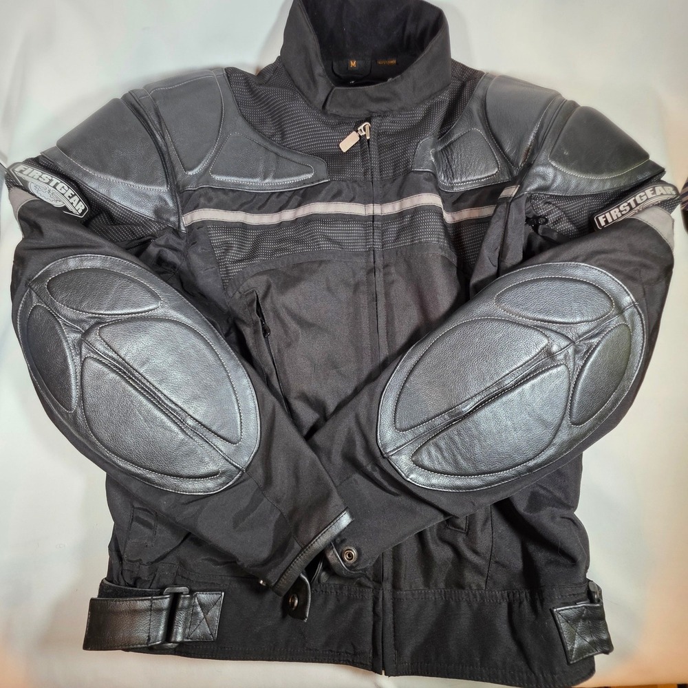 FIRSTGEAR Vintage Speed Jkt Mens M Black Leather-Tex Motorcycle Riding Jacket